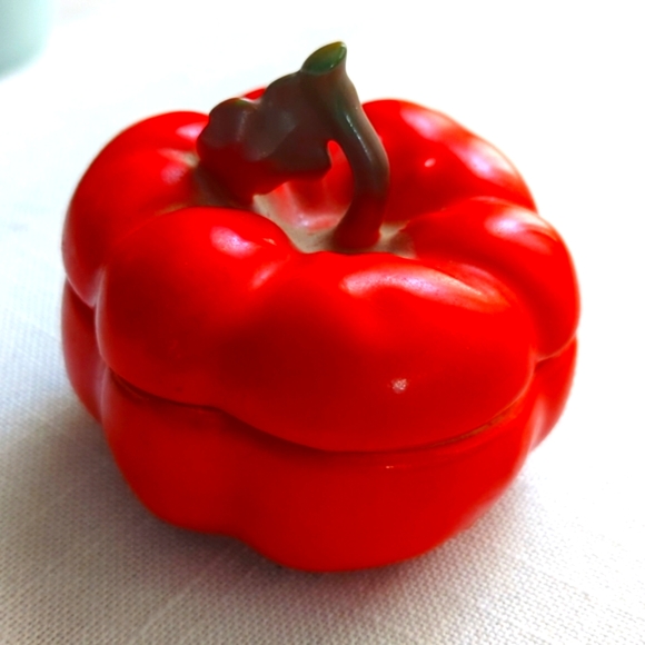Antique 1910s Royal Bayreuth Porcelain Tomato/Pepper Trinket Box Collectible Red - Picture 2 of 10